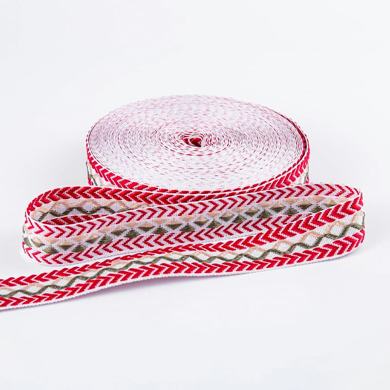 2.5cm মেশ ডাবল-সাইডেড ওভারলক বেডিং জ্যাকার্ড ওয়েবিং